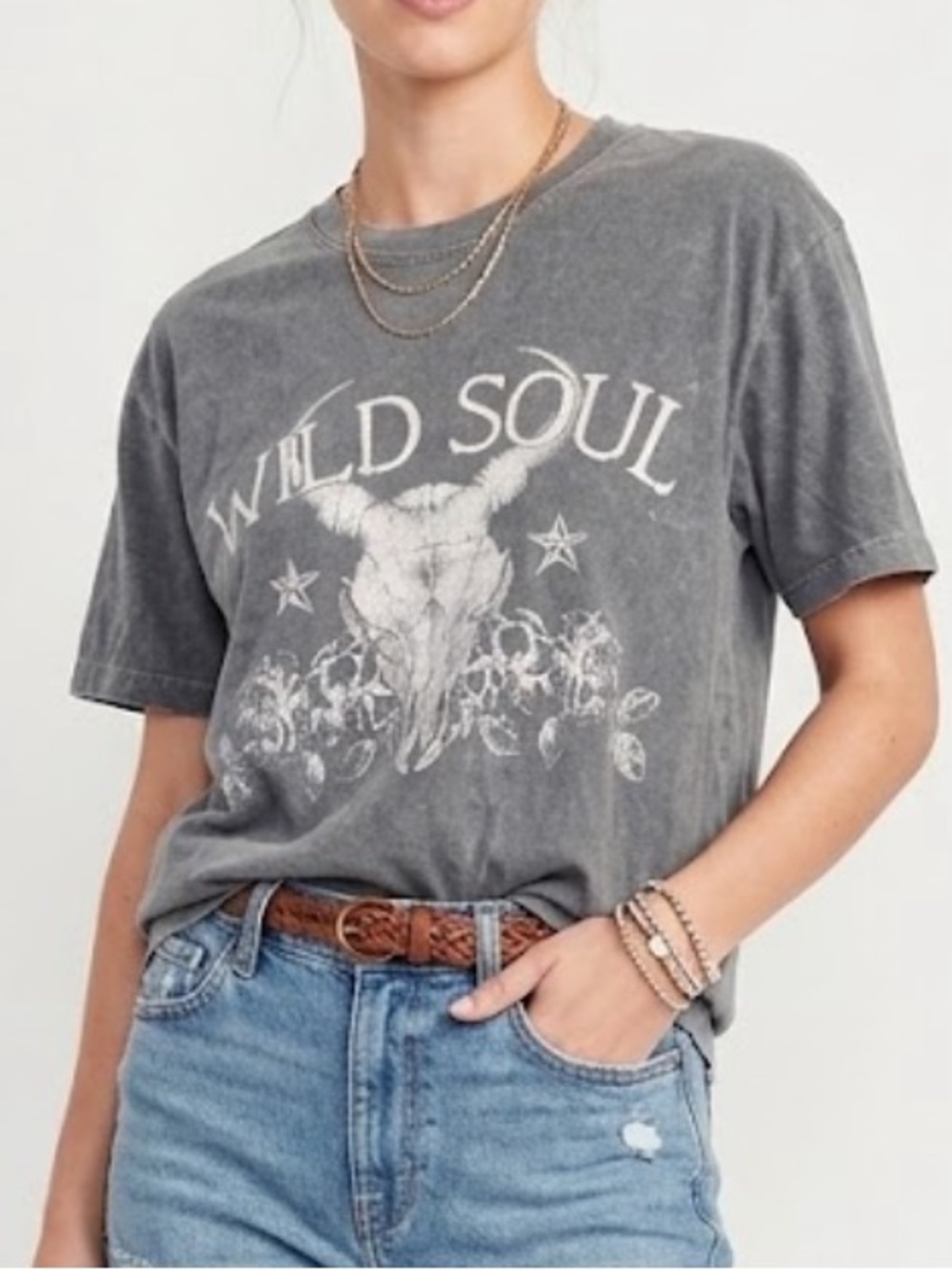 Comfort Colors Gray 'Wild Soul' Short Sleeve Graphic Tee Women’s Size Medium